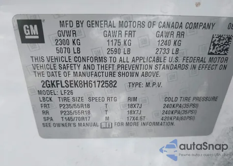 2017 GMC Terrain Sle-1 z USA, uszkodzony, nr VIN 2GKFLSEK8H6172582